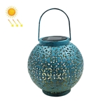 Outdoor Garden Decoration LED Solar Wrought Iron Hollow Ball Shape Portable Lamp(Blue)