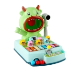 Multifunctional Hitting Hamster Toy Children Educational Light and Music Toy, Style: Charging Cattle-Green