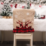 Linen Embroidery Chair Cover Restaurant Hotel Chair Decorations(B639 Two Deers)