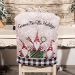 Linen Cartoon Faceless Old Man Chair Cover Christmas Home Decoration(W531 Black White Grid)