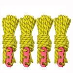 4m x 4 Rolls Outdoor Camping Tent Canopy Wind Rope Luminous Multi-Function Wind Rope Buckle Tent Fixed Rope( S Buckle-Yellow)