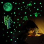 YG011 Home Decoration Luminous Moon Spaceship Astronaut Self-Adhesive Cartoon Wall Sticker