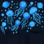 YGP-B109 Cartoon Jellyfish Blue Light Stickers Kids Room Decoration Luminous Stickers