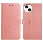 Y Stitching Horizontal Flip Leather Phone Case with Holder & Card Slots & Wallet & Photo Frame For iPhone 13(Rose Gold)