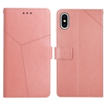 Y Stitching Horizontal Flip Leather Phone Case with Holder & Card Slots & Wallet & Photo Frame For iPhone XS / X(Rose Gold)