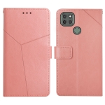 For Motorola Moto G9 Power Y Stitching Horizontal Flip Leather Phone Case with Holder & Card Slots & Wallet & Photo Frame(Rose Gold)