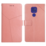 For Motorola Moto G9 / G9 Play Y Stitching Horizontal Flip Leather Phone Case with Holder & Card Slots & Wallet & Photo Frame(Rose Gold)