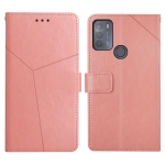 For Motorola Moto G50 Y Stitching Horizontal Flip Leather Phone Case with Holder & Card Slots & Wallet & Photo Frame(Rose Gold)