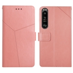 For Sony Xperia 1 III Y Stitching Horizontal Flip Leather Phone Case with Holder & Card Slots & Wallet & Photo Frame(Rose Gold)