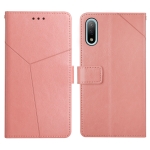 For Sony Xperia Ace II Y Stitching Horizontal Flip Leather Phone Case with Holder & Card Slots & Wallet & Photo Frame(Rose Gold)