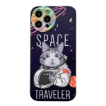 Space Cat IMD TPU Shockproof Phone Case For iPhone 12 Pro Max(Black)