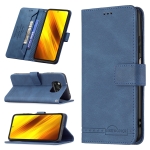 For Xiaomi Poco X3 Magnetic Clasp RFID Blocking Anti-Theft Leather Case with Holder & Card Slots & Wallet(Blue)