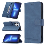 Magnetic Clasp RFID Blocking Anti-Theft Leather Case with Holder & Card Slots & Wallet For iPhone 13 Pro Max(Blue)