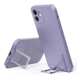 Skin Feel Frosted TPU Shockproof Phone Case with Telescopic Holder For iPhone 12(Purple)