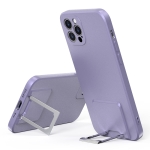Skin Feel Frosted TPU Shockproof Phone Case with Telescopic Holder For iPhone 12 Pro Max(Purple)