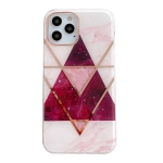 Dual-side Laminating  Marble TPU Phone Case For iPhone 12 / 12 Pro(Stitching Red)