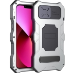 Camshield Shockproof Waterproof Dustproof Metal Case with Holder For iPhone 13(Silver)