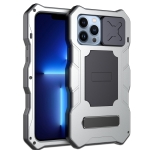 Camshield Shockproof Waterproof Dustproof Metal Case with Holder For iPhone 12 Pro Max(Silver)