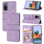 For Xiaomi Redmi Note 11 Pro Embossed Striped Magnetic Buckle Horizontal Flip Phone Leather Case(Purple)