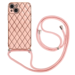 Electroplating Lambskin Lanyard Phone Case For iPhone 13(Pink)