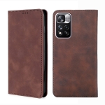 For Xiaomi Redmi Note 11 Pro Skin Feel Magnetic Horizontal Flip Leather Phone Case with Holder & Card Slots(Dark Brown)