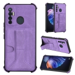 Dream Card Holder Leather Phone Case For Tecno Camon 17(Purple)