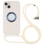 Acrylic Hollow Out Phone Case with Lanyard For iPhone 13(Beige)