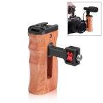 PULUZ 3/8 inch Screw Universal Camera Wooden Side Handle with Cold Shoe Mount for Camera Cage Stabilizer(Black)