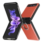 For Samsung Galaxy Z Flip Litchi Folding  Ring Buckle Phone Case(Orange)