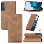 For Samsung Galaxy S22 5G Retro Skin Feel Magnetic Horizontal Flip Leather Case with Holder & Card Slots & Wallet & Photo Frame(Brown)