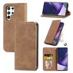 For Samsung Galaxy S22 Ultra 5G Retro Skin Feel Magnetic Horizontal Flip Leather Case with Holder & Card Slots & Wallet & Photo Frame(Brown)