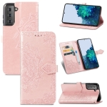 For Samsung Galaxy S22 5G Mandala Flower Embossed Horizontal Flip Leather Case with Holder & Card Slots & Wallet & Lanyard(Rose Gold)
