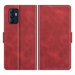For OPPO Reno6 4G Dual-side Magnetic Buckle Horizontal Flip Leather Case with Holder & Card Slots & Wallet(Red)