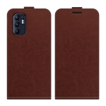For OPPO Reno6 4G R64 Texture Vertical Flip Leather Case with Card Slots & Photo Frame(Brown)
