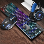 XINMENG 620 Punk Version Manipulator Feel Luminous Gaming Keyboard + Macro Programming Mouse + Headphones Set, Colour:Crystal Black Mixed Light