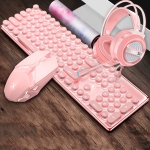 XINMENG 620 Punk Version Manipulator Feel Luminous Gaming Keyboard + Macro Programming Mouse + Headphones Set, Colour:Crystal Pink White Light