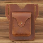 0774 Men Outdoor Multi-Function Mobile Phone Belt Hanging Waist Bag(Red Brown)