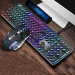 XINMENG 620 Manipulator Feel Luminous Gaming Keyboard + Macro Programming Mouse Set, Colour: Crystal Black Mixed Light Retro