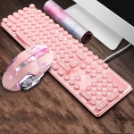 XINMENG 620 Manipulator Feel Luminous Gaming Keyboard + Macro Programming Mouse Set, Colour: Crystal Pink White Light Retro
