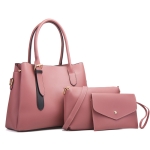 6890 3 in 1 Fashion Diagonal Handbags PU Leather Large-Capacity Bags(Pink)