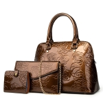 5001 3 in 1 Shiny Embossed Crossbody Handbags Large-Capacity Shell-Shaped Bags(Bronze)