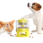 Dog Bowl Dog Toys Feeding Slow Food Catapult(Yellow)
