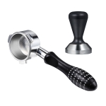 TSPH54 Three-Ear Alloy Stainless Steel Coffee Bottomless Handle For Bofu 8 Series, Style: Black + Powder Bowl + Compactor
