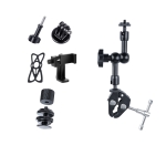 7 inch Adjustable Friction Articulating Magic Arm + Large Claws Clips with Phone Clamp (Black)