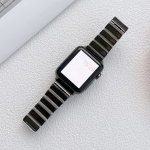 Ceramic One-bead Steel Strap Watchband For Apple Watch Series 7 41mm / 6&SE&5&4 40mm / 3&2&1 38mm(Black Silver)