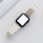 Ceramic One-bead Steel Strap Watchband For Apple Watch Series 7 41mm / 6&SE&5&4 40mm / 3&2&1 38mm(White Gold)