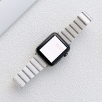 Ceramic One-bead Steel Strap Watchband For Apple Watch Series 7 41mm / 6&SE&5&4 40mm / 3&2&1 38mm(White Silver)