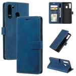 For Samsung Galaxy A21 Skin Feel Anti-theft Brush Horizontal Flip Leather Phone Case(Blue)
