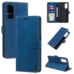 For Samsung Galaxy S20 FE Skin Feel Anti-theft Brush Horizontal Flip Leather Phone Case(Blue)