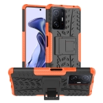 For Xiaomi Mi 11T Tire Texture TPU + PC Phone Case with Holder(Orange)